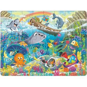 Ravensburger – Ocean Friends – 48 Piece Frame Jigsaw Puzzle – Bright Underwater Scene with Dolphins and Sea Life – Beginner‑Friendly Large Pieces – Premium Quality – Screen‑Free Fun – Children Age 4+