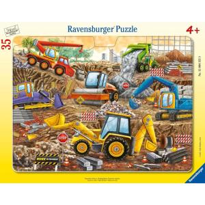 Ravensburger – Working Hard – 35 Piece Frame Jigsaw Puzzle – Exciting Construction Site with Trucks and Diggers – Larger Pieces for Young Builders – Screen‑Free Fun – Children Age 4+
