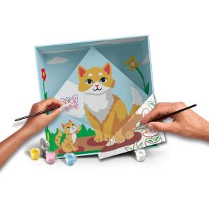 Ravensburger CreArt Do It Together: Cat Paint‑by‑Number Kit – 3-Panel Complete Set with Brushes & Color-Coded Outlines for Ages 7+