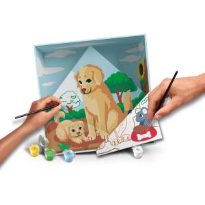 Ravensburger CreArt Do It Together: Dog Paint‑by‑Number Kit – 3-Panel Complete Set with Brushes & Color-Coded Outlines for Ages 7+