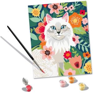 Ravensburger CreArt Fluffy and Floral Paint‑by‑Number Kit for Adults – Complete Premium Set with 19 Acrylic Paints, Brushes & Gloss Varnish – Relaxing Creative Hobby – Ages 12+