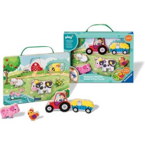 Ravensburger Play+ Magnetic Wooden Count and Play Puzzle – On The Farm – Number Matching Early Learning Toy for Toddlers