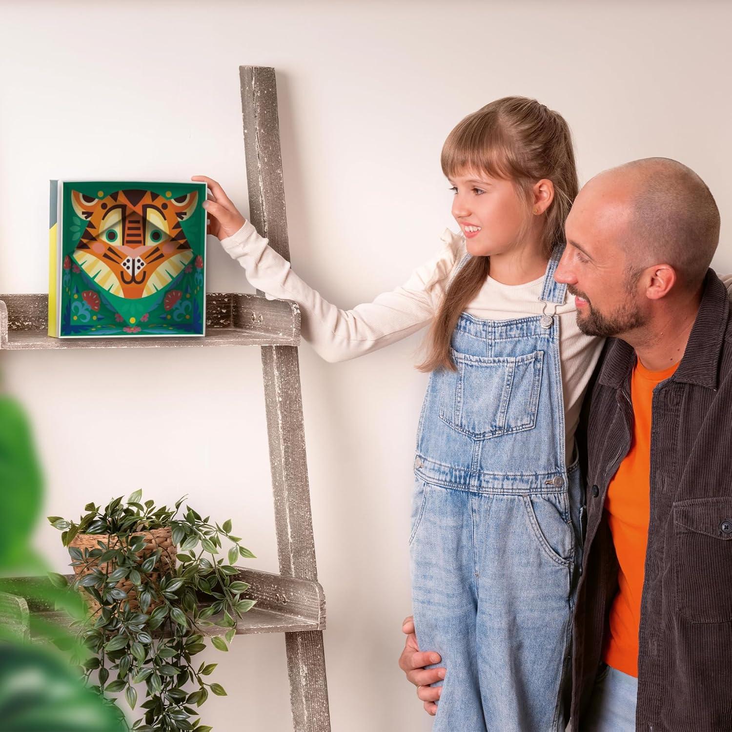 image:imageRavensburger CreArt Do It Together Tiger PaintbyNumber Kit 3Panel Complete Set with Brushes amp ColorCoded Outlines for Ages 7