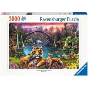 Ravensburger – Tigers in Paradise – 3000 Piece Jigsaw Puzzle – Fantastic, Beautifully Vivid Depiction of Tigers at Sunset – Frameable – Premium Quality – Puzzles for Adults
