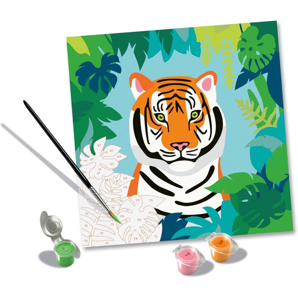 image:imageRavensburger CreArt Wild Tiger PaintbyNumber Kit for Adults  Complete Premium Set with 15 Acrylic Paints Brushes amp Gloss Varnish  Relaxing Creative Hobby  Ages 12