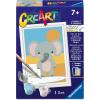 Ravensburger CreArt Cute Elephant Paint‑by‑Number Kit – Complete Set with Brushes & 6 Water‑Based Paints – Color‑Coded Outlines – Ages 7+