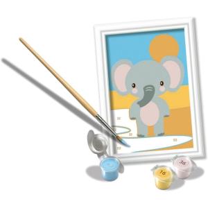 Ravensburger CreArt Cute Elephant Paint‑by‑Number Kit – Complete Set with Brushes & 6 Water‑Based Paints – Color‑Coded Outlines – Ages 7+