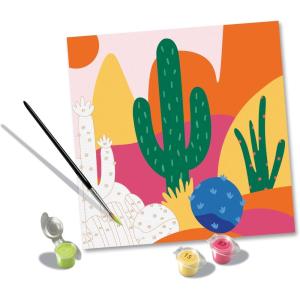 Ravensburger CreArt Prickly Cactus Paint‑by‑Number Kit for Adults – Complete Premium Set with 13 Acrylic Paints, Brushes & Gloss Varnish – Relaxing Creative Hobby – Ages 12+