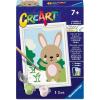 Ravensburger CreArt Cute Bunny Paint‑by‑Number Kit – Complete Set with Brushes & 6 Water‑Based Paints – Color‑Coded Outlines – Ages 7+