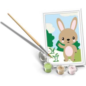 Ravensburger CreArt Cute Bunny Paint‑by‑Number Kit – Complete Set with Brushes & 6 Water‑Based Paints – Color‑Coded Outlines – Ages 7+