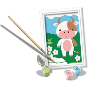 Ravensburger CreArt Cute Cow Paint‑by‑Number Kit – Complete Set with Brushes & 6 Water‑Based Paints – Color‑Coded Outlines – Ages 7+