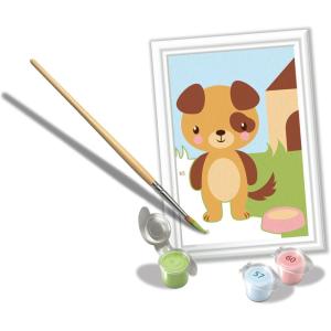Ravensburger CreArt Cute Puppy Paint‑by‑Number Kit – Complete Set with Brushes & 6Water‑Based Paints – Color‑Coded Outlines – Ages 7+