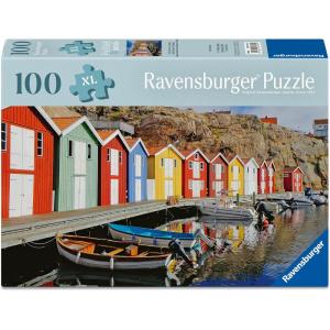 Ravensburger Feel Well & Puzzle: Colorful Houses in Sweden 100 Piece Puzzle for Adults